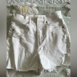 Women's White Distressed Denim Shorts